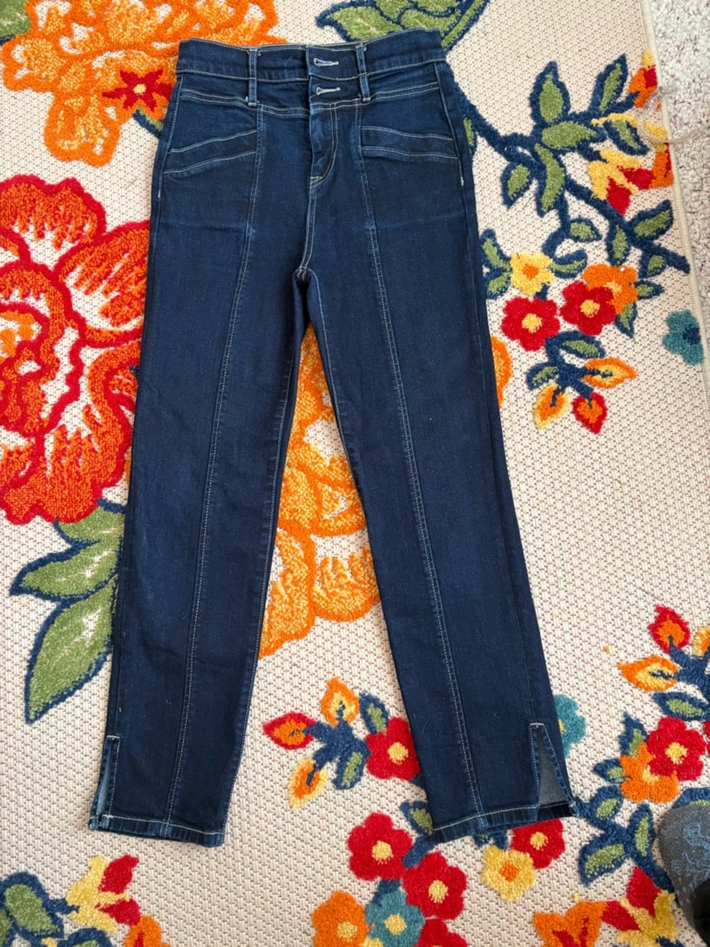 Joie Dark Indigo Skinny Jeans with Ankle Slits